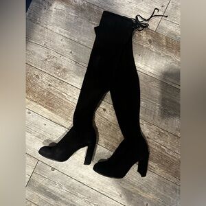 Stuart Weitzman Highland Suede Black Over The Knee Boots 8.5